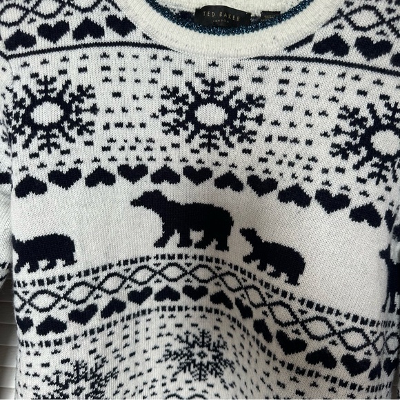 Ted Baker Polar Bear Fair Isle Alpaca Wool Sweater Nordic Winter - Picture 3 of 9